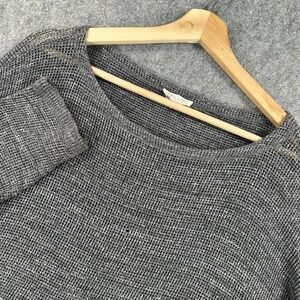 Eileen Fisher Sweater Womens Small Gray Waffle Knit Boxy Pullover Pockets Cotton